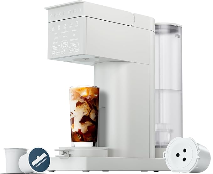Chefman Caffeinator Single Serve Coffee Maker, Brew Kcups & Grounds, Drip by Chefman