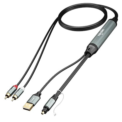 Adoreen Unidirectional 2 RCA Input to SPDIF/Toslink Output Optical Adapter by Adoreen