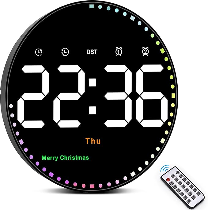 SZELAM Digital Wall Clock, Adjustable Brightness, Temperature, 12/24 H by SZELAM