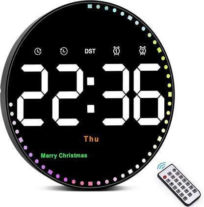 SZELAM Digital Wall Clock, Adjustable Brightness, Temperature, 12/24 H by SZELAM