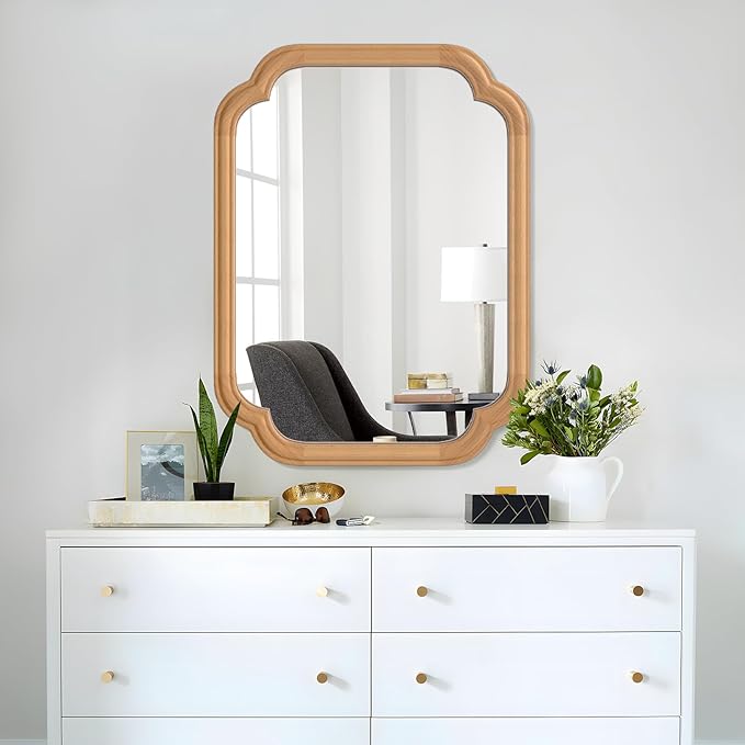 Natural Wood Framed Mirror, 18X24 Inch Bathroom Mirror - Image 4