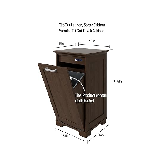 OLD CAPTAIN Wooden Tilt Out Trash Cabinet, Wooden Kitchen Garbage Can Free - Image 5