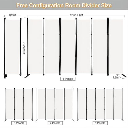 MAYOLIAH 6 Panel Folding Privacy Screen 9ft Wide, 6ft Tall Partition Room - Image 5