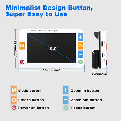 5 Inch Low Vision Aids, Electronic Auto Focus Reading Aid Simplified Buttons - Image 3