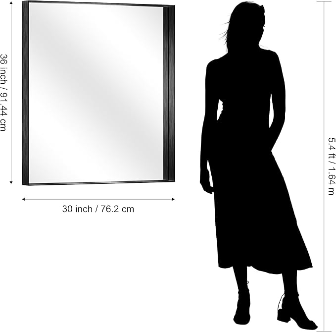 CIRCUMI Black Bathroom Mirror, Brushed Finish, Tempered Glass, Mirror - Image 8
