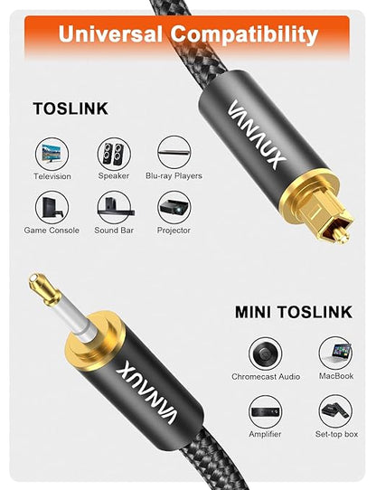 VANAUX Toslink to Mini Toslink Optical Audio Cable 24K Gold-Plated Digital - Image 5