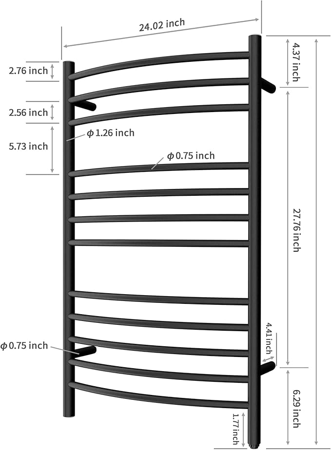 HEATGENE Towel Warmer Wall Mount Electric Plug-in/Hardwired Heated Towel Rack - Image 5