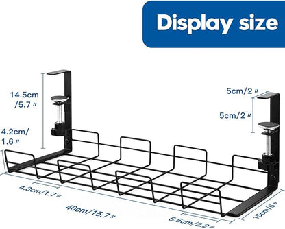 NoDrill 2 Pack 15.7" Under Desk Cable Management Tray, Sturdy Metal Cord - Image 7