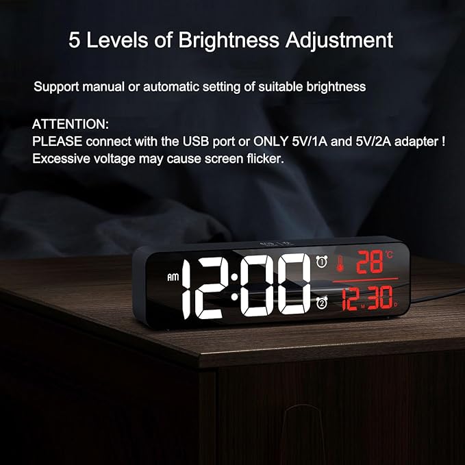 Abovsare Digital Clock for Bedroom, Clocks for Living Room Decor, Desk Table - Image 6