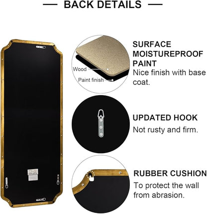 ANDY STAR 18" x 48" Full Length Wall Mirror, Large Brushed Gold Bathroom Mirror - Image 6