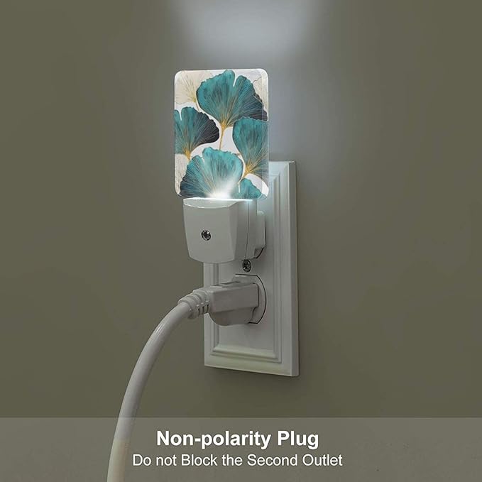 FSHVQKD Green Ginkgo Leaves Night Light, Plug Into Wall Decor - Image 5