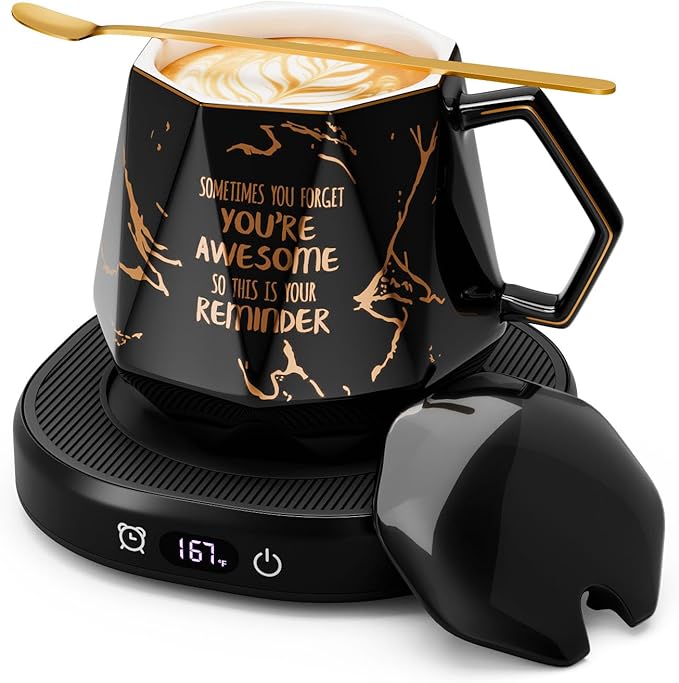 Coffee Mug Warmer & Awesome Mug Set, Smart Heated Electric Coffee Cup Warmer by SmartTool%E2%80%A2BetterLife