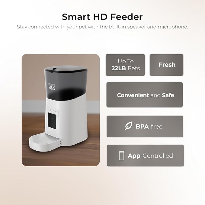 Penthouse Paws Smart HD Automatic Pet Feeder, 6L Dry Food Capacity, 1080p Camera - Image 7