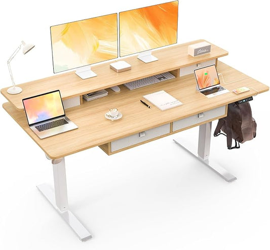 Electric Standing Desk, 63 * 30 Inches Adjustable Height by ExaDesk