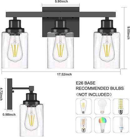 DIKAIDA 3-Light Bathroom Light Fixtures, Modern Bathroom Wall Lights Over Mirror - Image 5
