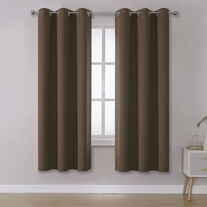 DUALIFE Chocolate Brown Thermal Blackout Curtains by DUALIFE