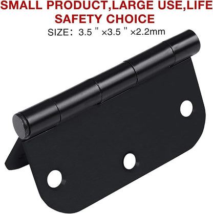 Rounded Door Hinges 3-1/2" x 3.5 inch, 5/8 Radius, Matte Black 3 ½ Inch 12 Pack - Image 5