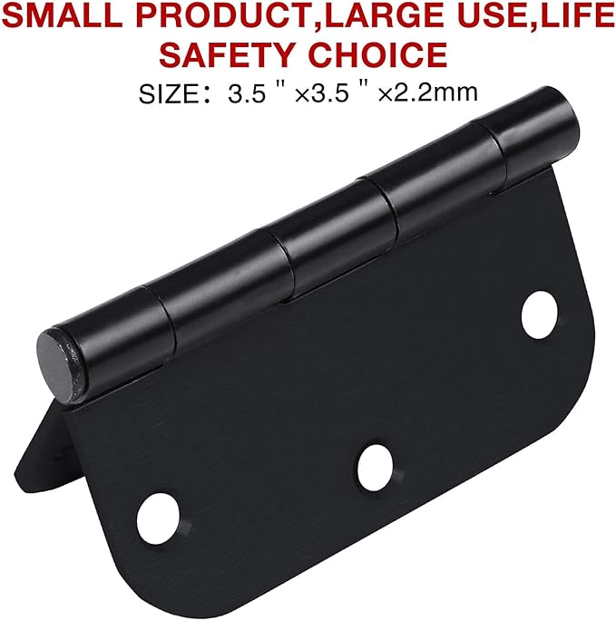 90 Pack Rounded Matte Black Door Hinges 3.5 Inch 5/8" Radius - Image 6