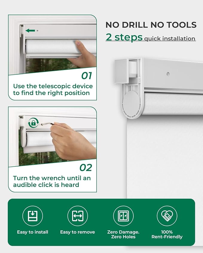 Allesin No Drill Motorized Roller Blinds - Image 4