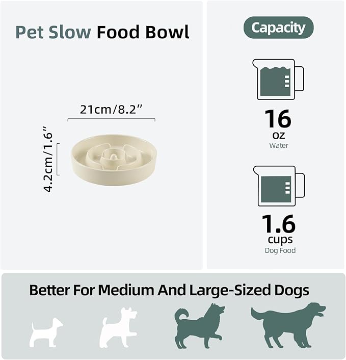 Ceramic 1.6 Cup Slow Feeder Dog Bowl - Image 2