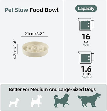 Ceramic 1.6 Cup Slow Feeder Dog Bowl - Image 2