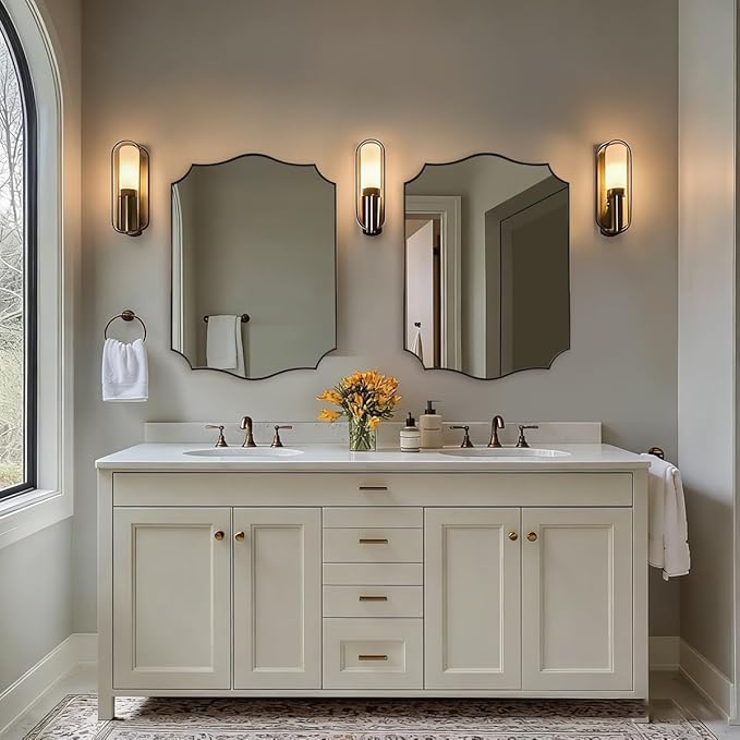 ANDY STAR Brushed Bronze Bathroom Mirror, 22x30 Inch Vanity Mirror, Scalloped - Image 3