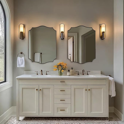 ANDY STAR Brushed Bronze Bathroom Mirror, 22x30 Inch Vanity Mirror, Scalloped - Image 3