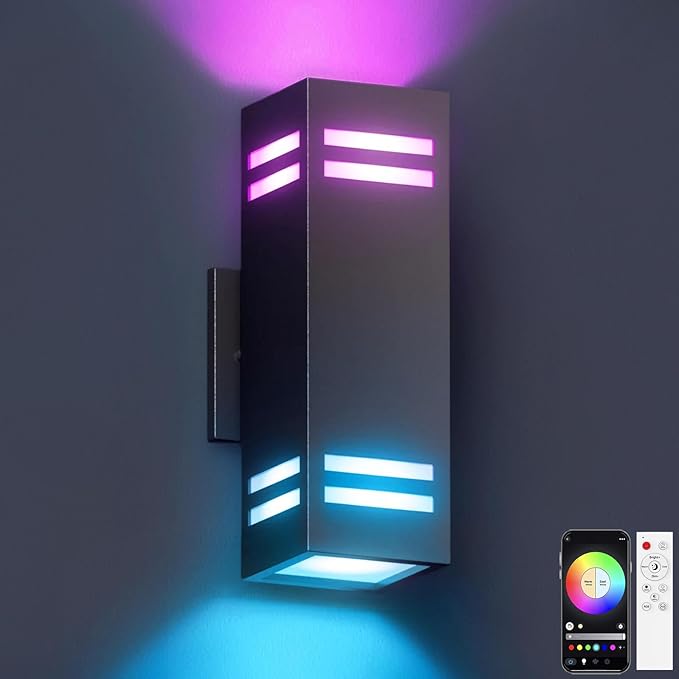 KIZON Smart Porch Lights Color Changing, Ambience RGB WiFi Outdoor Sconce by KIZON