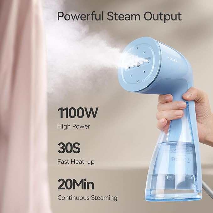 HiLIFE Upgraded Steamer for Clothes, Handheld Portable Design, 1100W Powerful - Image 2