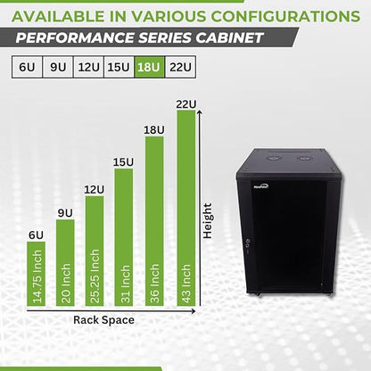 NavePoint 18U Server Cabinet Wall Mount Rack Enclosure - Image 3