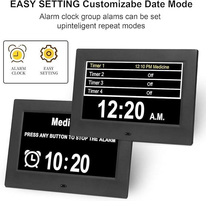 Irednolw 7inch Large Impaired Vision Digital Alarm Clock - Image 3
