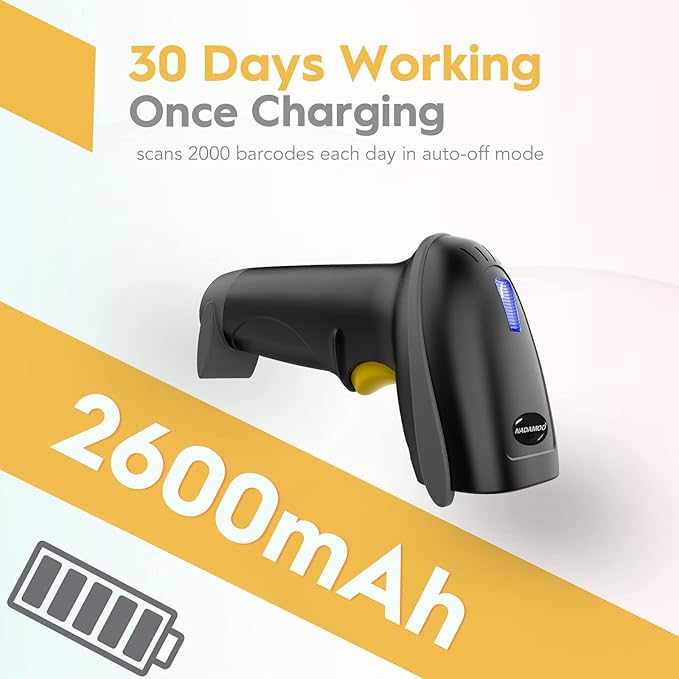 NADAMOO Wireless Barcode Scanner 328 Feet Transmission Distance USB Cordless 1D - Image 4