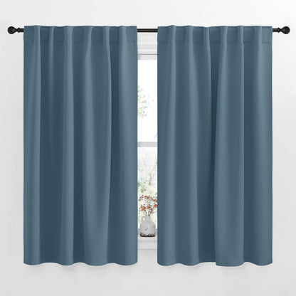 NICETOWN Blackout Curtains Window Drapes - (Smoky Blue Color) 52 inches W by 63 inches L, Set of 2, Blackout Curtain Panels for Boy's Nursery