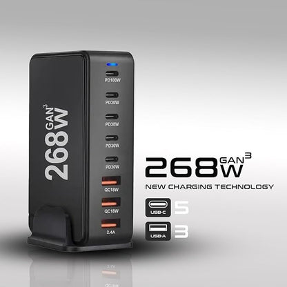 268W GaN USB Type C Charger 8 Ports Fast Charging Station PD QC4.0, USB C - Image 6