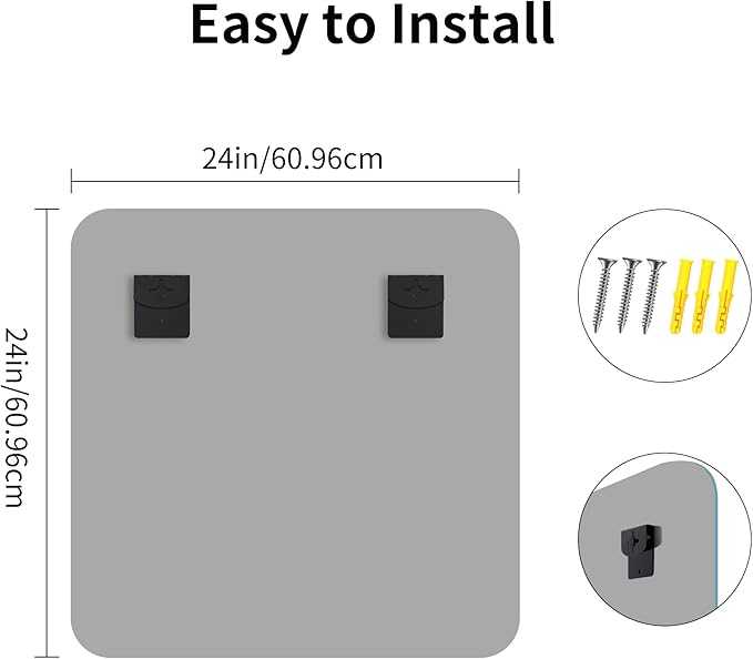 CILIBER Frameless Mirror, 24x24 Beveled Bathroom Mirrors - Image 8