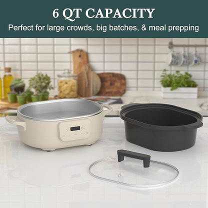 MAGNIFIQUE 6 Quart Programmable Slow Cooker Removable Healthy Nonstick Pot - Image 4