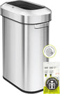 EKO Urban 16 Gallon/60 Liter Open Top Stainless Steel Slim Commercial Trash Can by EKO