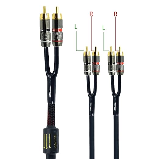 Arklove 7ft Shielded RCA Plug Splitter Stereo Audio Video Cable 2 Male to 4 - Image 2