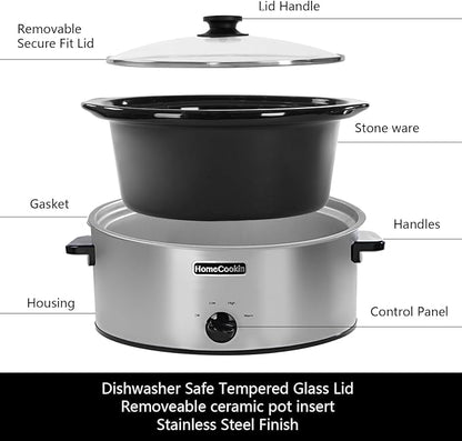 HOMECOOKIN 8 Quart Slow Cooker Oval Manual Pot Food Warmer - Image 3