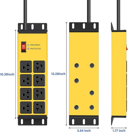 CCCEI 2PCS Heavy Duty Power Strip Surge Protector 20 AMP, 8 Outlets 12 Gauge - Image 7