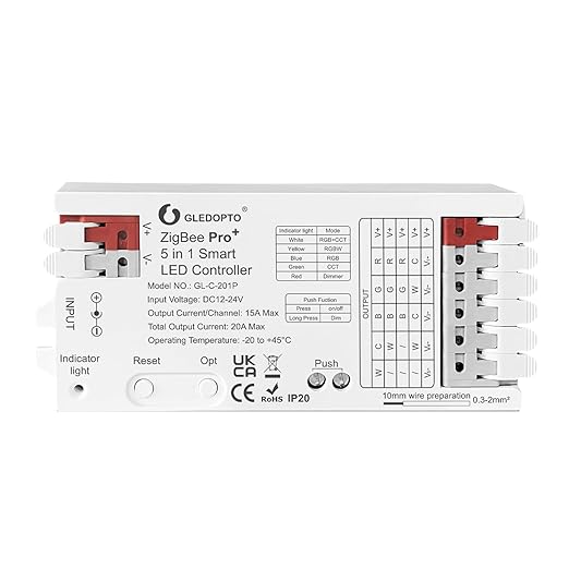 GLEDOPTO ZigBee3.0 Pro+ 5 in 1 LED Controller 20A Max by GledoptoSmartHome