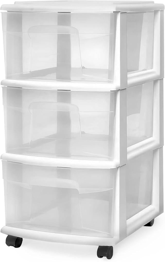 HOMZ Drawer Tower, 3-Tier Rolling Storage Cart by Homz