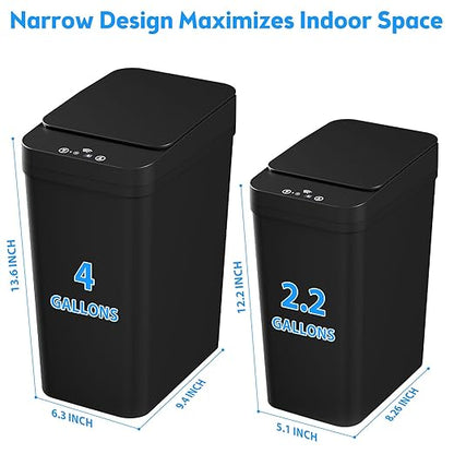 Bathroom Trash Can with Lid, 2 Pack 4 & 2.2 Gallon Automatic Touchless Garbage - Image 3