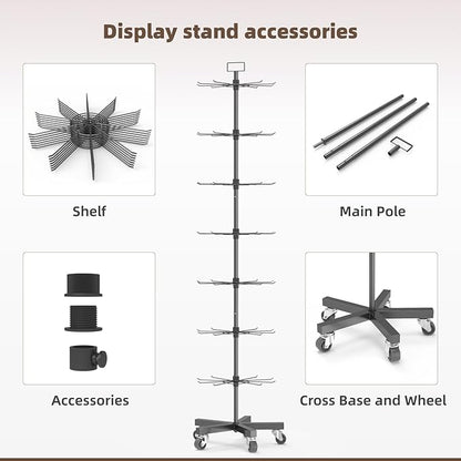 YEOOE Upgraded Retail Display Stand 7 Tier Spinning Display Stand, Movable Shop - Image 4