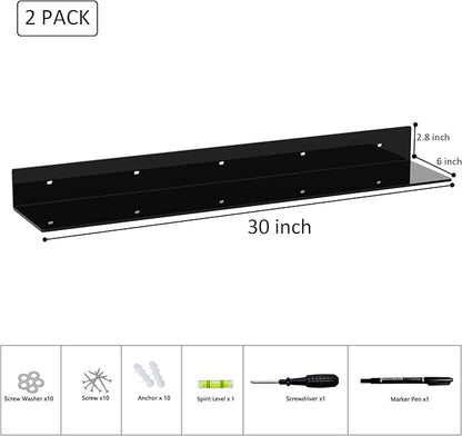 30 Inches Acrylic Long Wall Shelf Set of 2, 2 Pack - Image 3