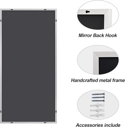 Silver Bathroom Mirror for Wall, 30x60 Inch Rectangle Mirrors - Image 5