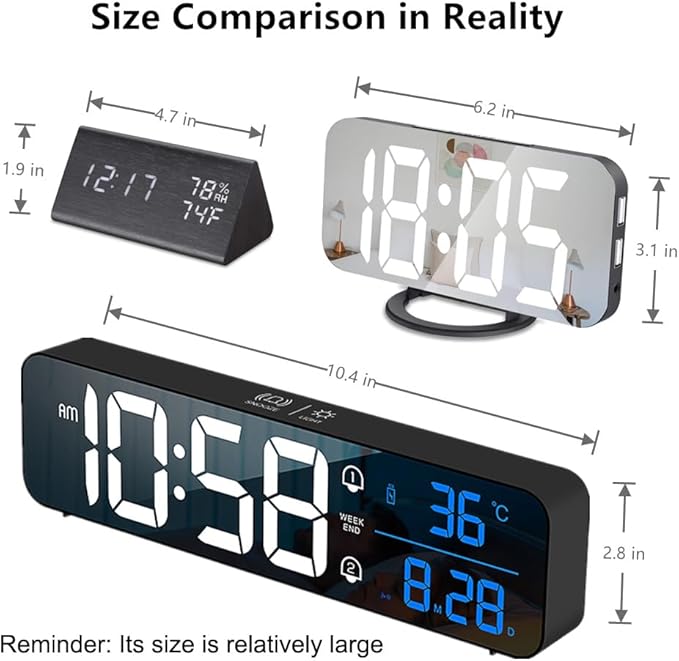 Hournor Digital Clock for Bedroom, Digital Wall Clock for Living Room Decor - Image 6