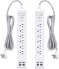 2 Pack Power Strip Surge Protector, 6 Outlets 4 USB Ports 5Ft Long Extension by Mifaso