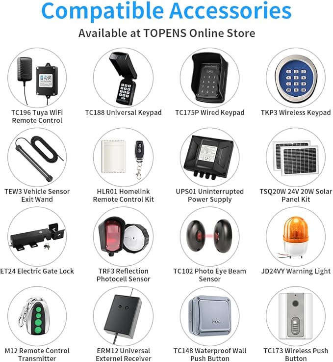 TOPENS AT12131 Single Swing Gate Opener Heavy Duty Automatic Gate Motor - Image 8