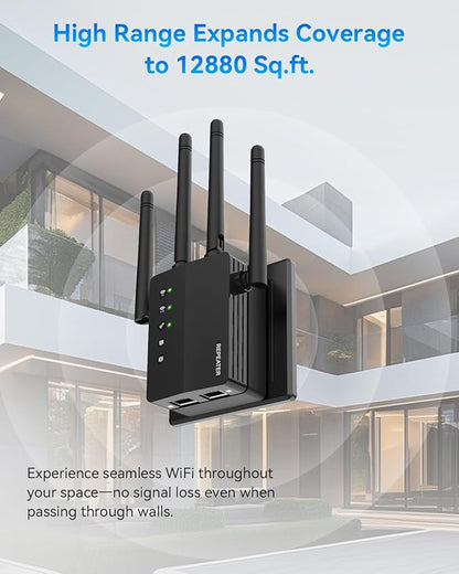 WiFi Extender Signal Booster, 1200Mbps WiFi Booster, Long Range up to 12880 Sq - Image 2